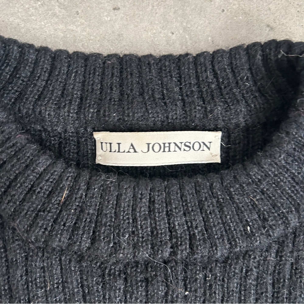 Ulla Johnson nadine pullover sweater black alpaca silk blend ruffle hem small - Picture 3 of 6